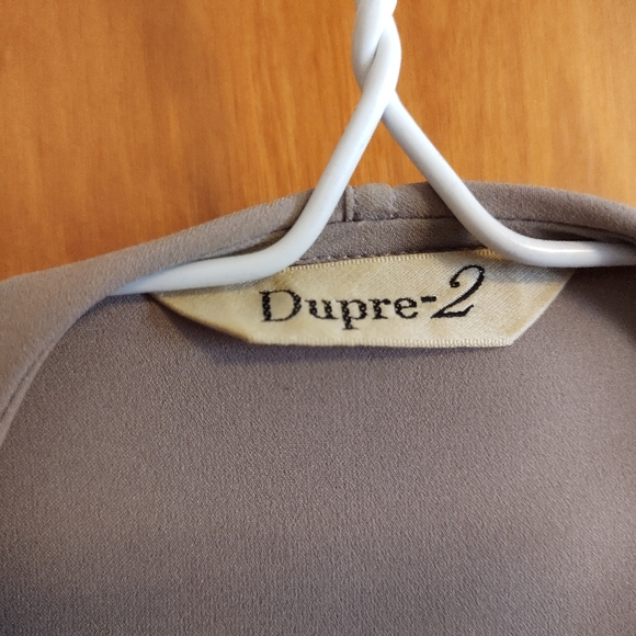 Japanese wrap blouse. Mushroom blouse with chocolate brown trim - Picture 4 of 8